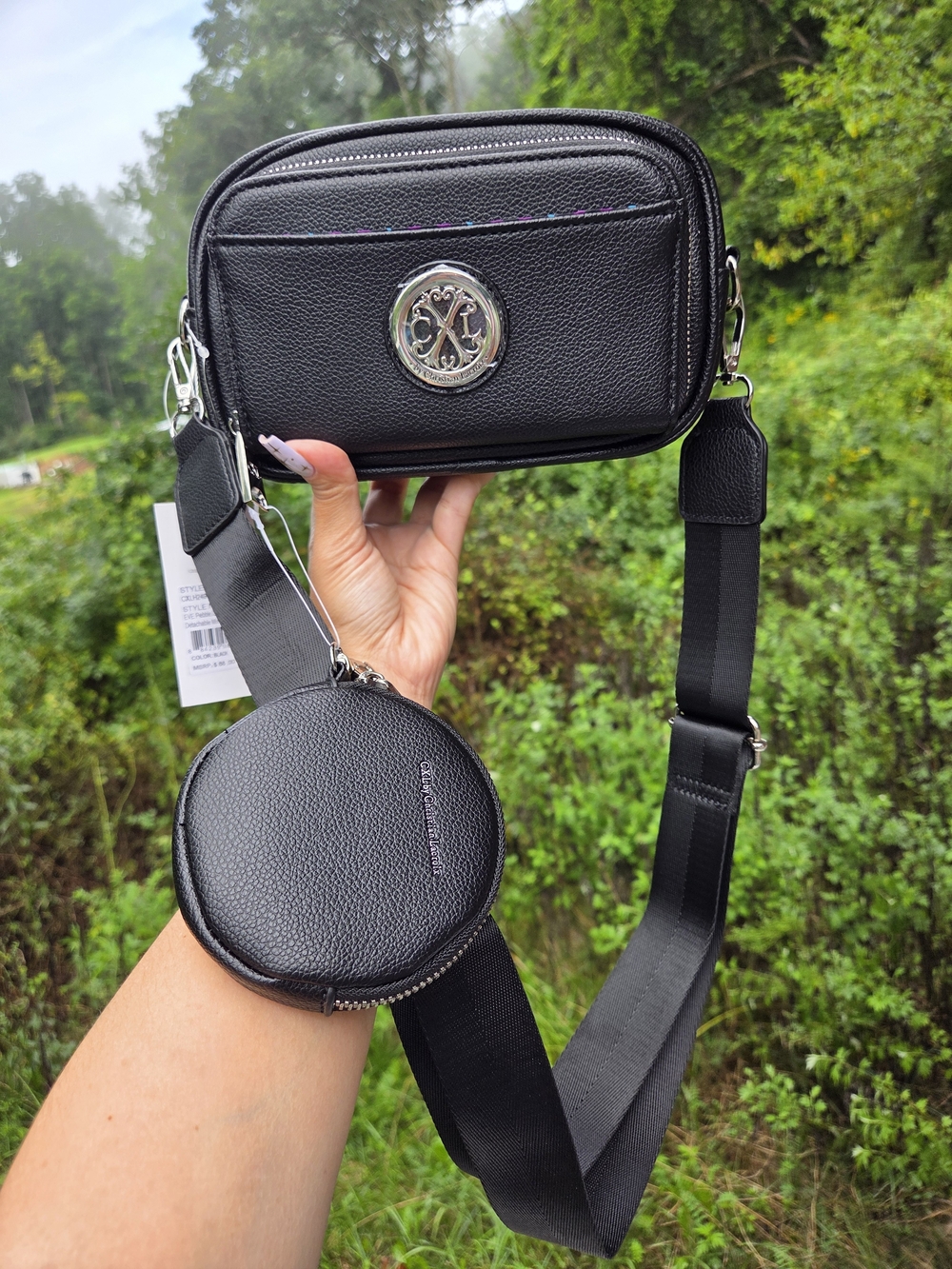 CXL by Christian Lacroix Black Camera Crossbody Bag with Mini Pouch